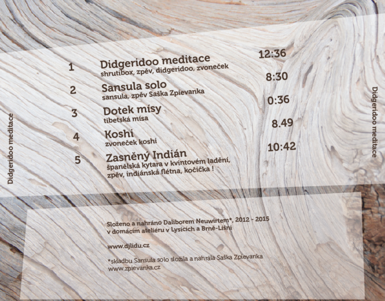 CD Didgeridoo meditace - zadni strana - seznam skladeb